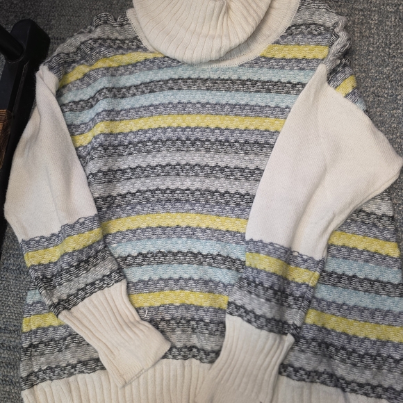 Maurices Sweaters - Striped Turtleneck Sweater - Yellow, Blue, Gray